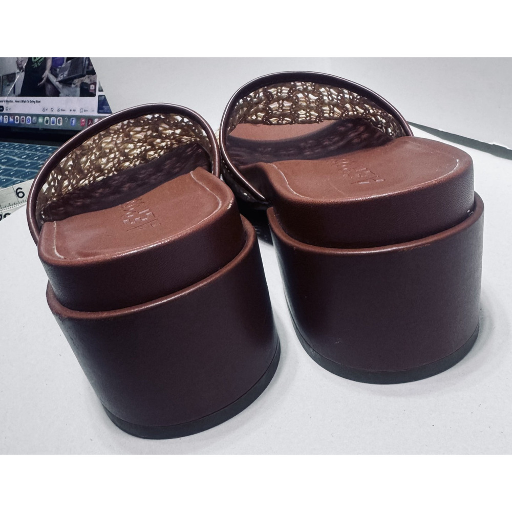 Aerosoles Womens Clark Woven Raffia Leather Sandals Slides 7.5 chunky heel - Picture 5 of 7